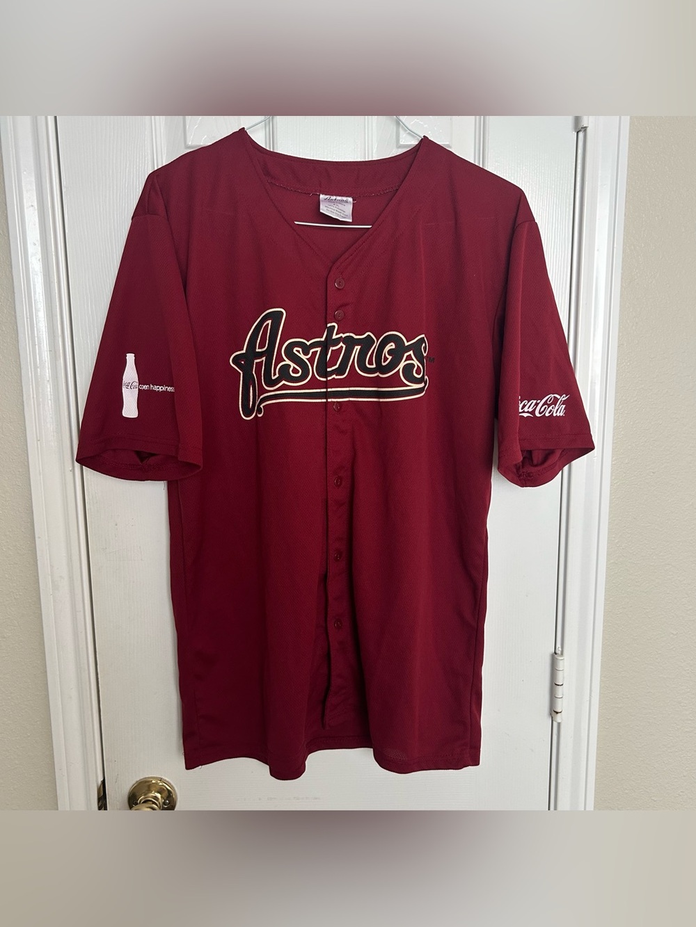 Houston Astros CocaCola Ballpark Jersey Adult XL Red MLB Baseball Coke Promo Y2K